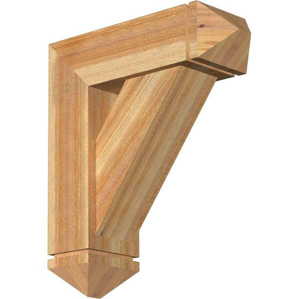 Ekena Millwork Traditional Arts and Crafts Rough Sawn Bracket w/ Offset Brace, Western Red Cedar, 8"W x 24"D x 28"H BKT0806X24X28TRA03RWR - main